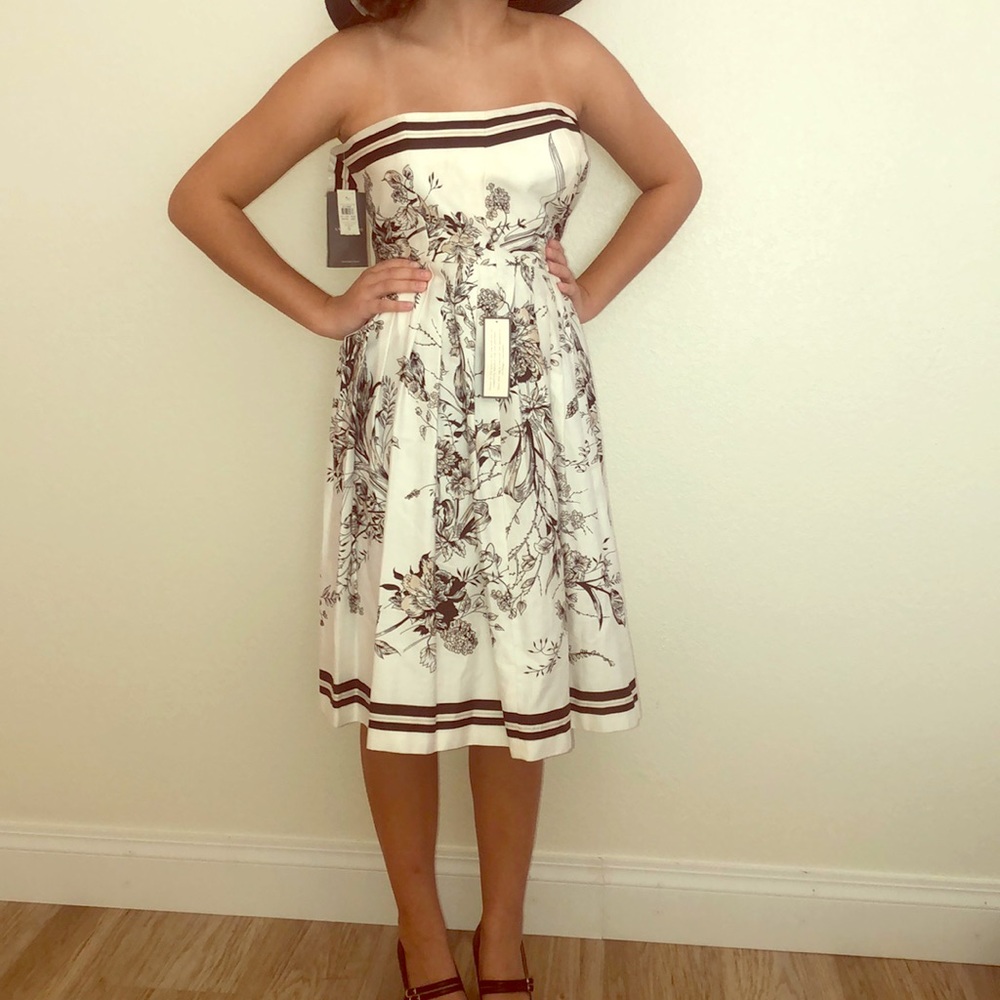 Strapless Brown & White Dress